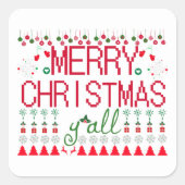 Merry Christmas Ugly Sweater Knit Pattern Vierkante Sticker (Voorkant)