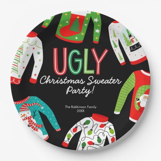 Merry Christmas Ugly Sweater Party Papier Bord (Voorkant)