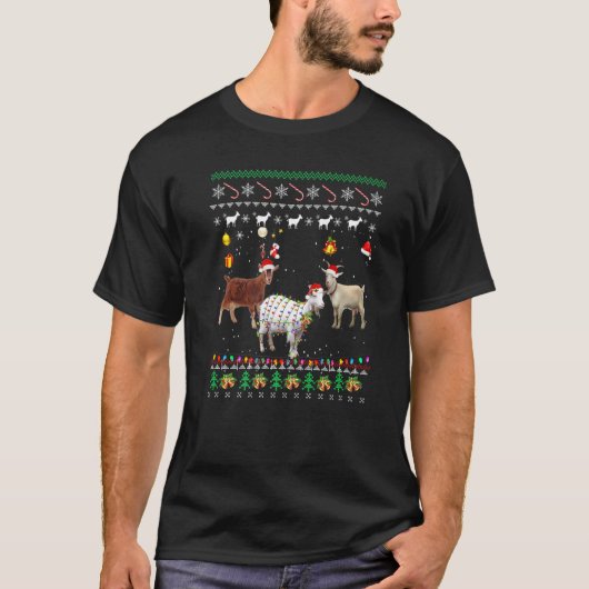 Merry Christmas Ugly Xmas Goat Santa Hat Christmas T-shirt (Voorkant)