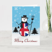 Merry Christmas Union Jack Britse Sneeuwman Kaart (Voorkant)