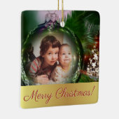 Merry Christmas Unique Fun Bauble Photo Lijst Keramisch Ornament (Rechts)