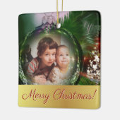 Merry Christmas Unique Fun Bauble Photo Lijst Keramisch Ornament (Links)