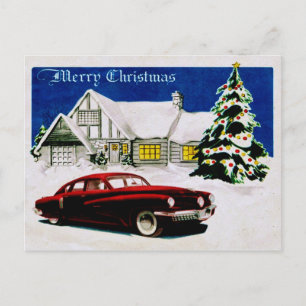 MERRY CHRISTMAS v.19 (vintage auto ontwerp) ~ Feestdagenkaart