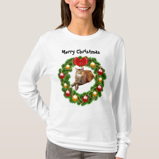 MERRY CHRISTMAS VAN DE CAT T-Shirt (Voorkant)