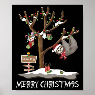 MERRY CHRISTMAS VAN DE SLOTH POLE Vakantie Poster