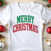Merry Christmas Varsity Typography Tri-Blend Shirt