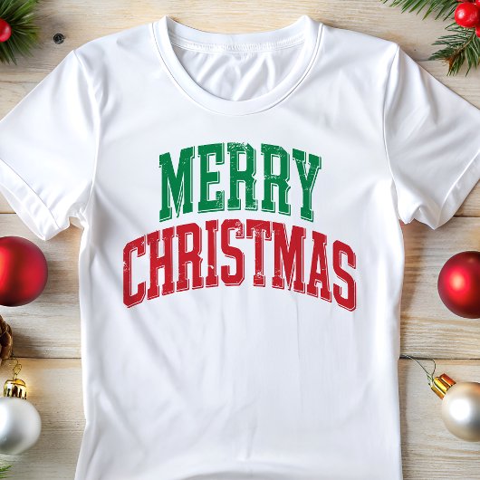 Merry Christmas Varsity Typography Tri-Blend Shirt