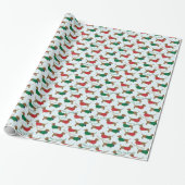 MERRY CHRISTMAS, VEEL DACHSHUNDS GIFT WRAP PAPIER (Uitgerold)