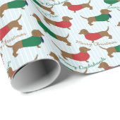 MERRY CHRISTMAS, VEEL DACHSHUNDS GIFT WRAP PAPIER (Rol Hoek)