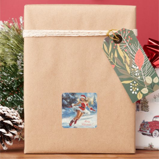 Merry Christmas Vierkante Sticker (Feestdagen)