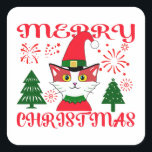 MERRY CHRISTMAS. VIERKANTE STICKER<br><div class="desc">EEN COLORFUL ONTWERP VOOR IEDEREEN EN ELK GEVAL. HET KAN AAN UW MOM,  DAD,  BROTHERS,  SISTERS,  RELATIEVEN,  VRIENDEN,  KLASSMATES ENZ. WORDEN TOEGEDIEND. ALS BIRTHDAY OF CHRISTMAS GIFT. DIT ONTWERP IS OOK PLAATS VOOR CHRISTMAS HOLIDAY (25 DECEMBER).</div>