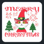MERRY CHRISTMAS. VIERKANTE STICKER<br><div class="desc">EEN COLORFUL ONTWERP VOOR IEDEREEN EN ELK GEVAL. HET KAN AAN UW MOM,  DAD,  BROTHERS,  SISTERS,  RELATIEVEN,  VRIENDEN,  KLASSMATES ENZ. WORDEN TOEGEDIEND. ALS BIRTHDAY OF CHRISTMAS GIFT. DIT ONTWERP IS OOK PLAATS VOOR CHRISTMAS HOLIDAY (25 DECEMBER).</div>