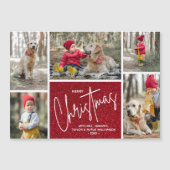 Merry Christmas Vijf foto's Magnetische Kaart (Voorkant)