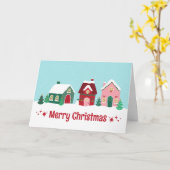 Merry Christmas Village Greeting Card Kaart (Gele Bloem)