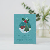 Merry Christmas Village Ornament Card Feestdagenkaart (Staand voorkant)