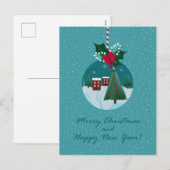 Merry Christmas Village Ornament Card Feestdagenkaart (Voorkant / Achterkant)