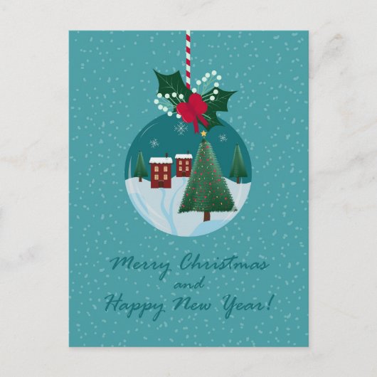 Merry Christmas Village Ornament Card Feestdagenkaart (Voorkant)