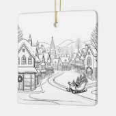 Merry Christmas Village Sneeuwscène Gepersonalisee Keramisch Ornament (Links)