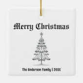 Merry Christmas Village Sneeuwscène Gepersonalisee Keramisch Ornament (Achterkant)