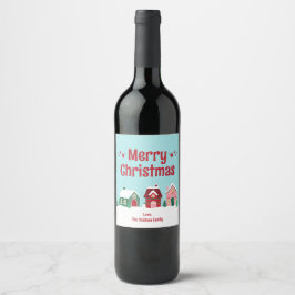 Merry Christmas Village Wine Label Wijn Etiket