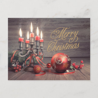 Merry Christmas Vintage Ornaments and Candles Feestdagenkaart