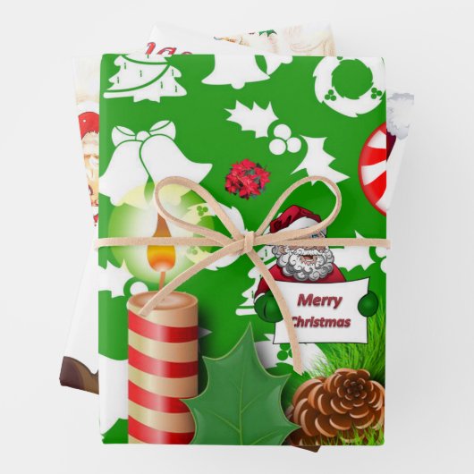 Merry Christmas Vintage Santa Inpakpapier Vel (In situ)