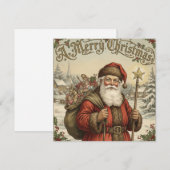 Merry Christmas Vintage Santa With Toys  Feestdagenkaart (Voorkant / Achterkant)