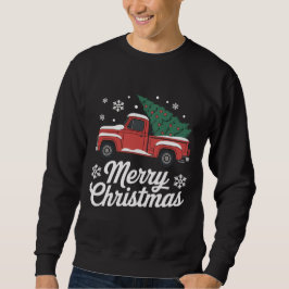 Merry Christmas Vintage Truck Tree Snow Trui