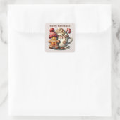 Merry Christmas voeg bericht gingerbread toe Vierkante Sticker (Tas)
