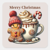 Merry Christmas voeg bericht gingerbread toe Vierkante Sticker (Voorkant)