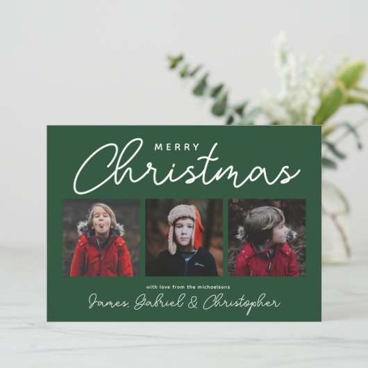 MERRY CHRISTMAS | Voeg je foto's toe Kaart (Staand voorkant)