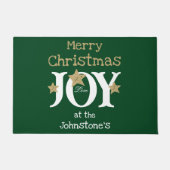 Merry Christmas Voeg Jouw naam Script Rustic Green Deurmat (Voorkant)