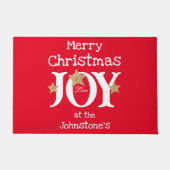 Merry Christmas Voeg Jouw naam Script Rustic Red Deurmat (Voorkant)