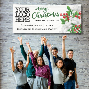 Merry Christmas Voeg Logo Waterverf Floral toe   G Spandoek