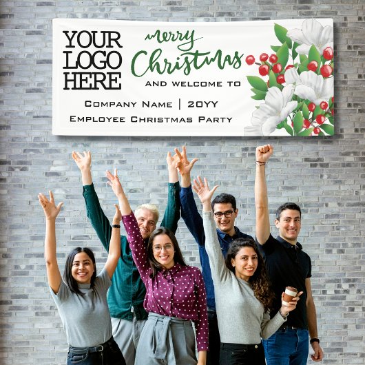 Merry Christmas Voeg Logo Waterverf Floral toe | G Spandoek