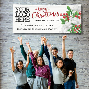 Merry Christmas Voeg Logo Waterverf Floral toe   R Spandoek