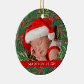 MERRY CHRISTMAS voegt uw foto-keramische versierin Keramisch Ornament (Rechts)