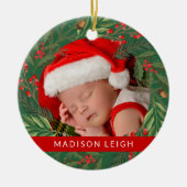 MERRY CHRISTMAS voegt uw foto-keramische versierin Keramisch Ornament (Voorkant)