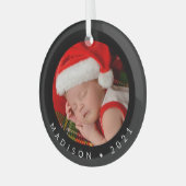 MERRY CHRISTMAS voegt uw fotoglas voor sierdoelein Glas Ornament (Voorkant links)