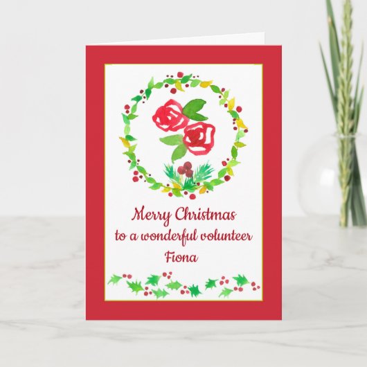 Merry Christmas Volunteer Custom Name Kaart (Voorkant)