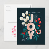 MERRY CHRISTMAS | Vrijdag Joy Floral Briefkaart (Voorkant / Achterkant)