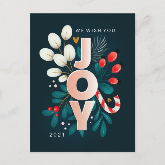 MERRY CHRISTMAS | Vrijdag Joy Floral Briefkaart (Voorkant)