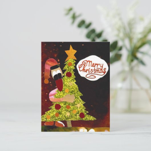 Merry Christmas vrolijk kerstfeest kerstboom eend Briefkaart (Staand voorkant)