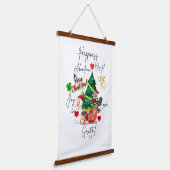 Merry Christmas Wall Tapestry | Festive Home Decor Hangend Wandkleed (Gebogen)