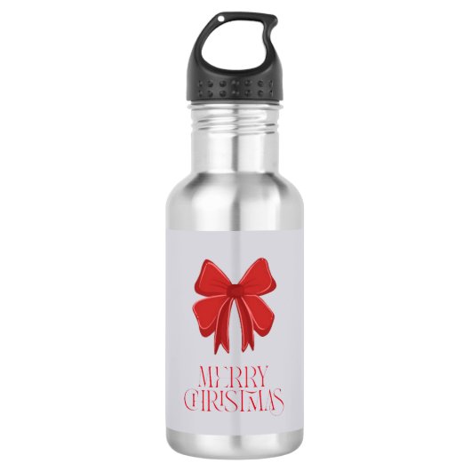 Merry Christmas Water Bottle – Bow Holiday Style Waterfles (Voorkant)