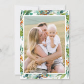 Merry Christmas Watercolor Greenery Photo Feestdagenkaart (Achterkant)