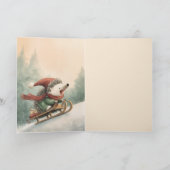 Merry Christmas Watercolor hedgehog  Feestdagen Kaart (Binnen)