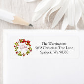 "Merry Christmas" Watercolor Mistletoe Wreath Etiket (Insitu)