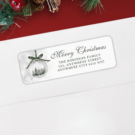 Merry Christmas Watercolor Ornament Holiday Return Etiket