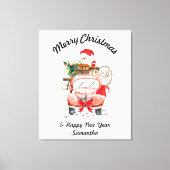 Merry Christmas Watercolor Santa Canvas Afdruk (Voorkant)